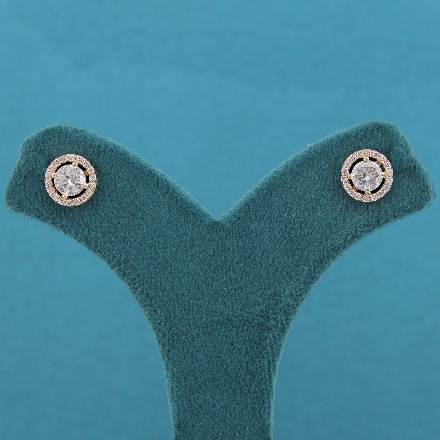 Solenne Halo Diamond Stud Earrings