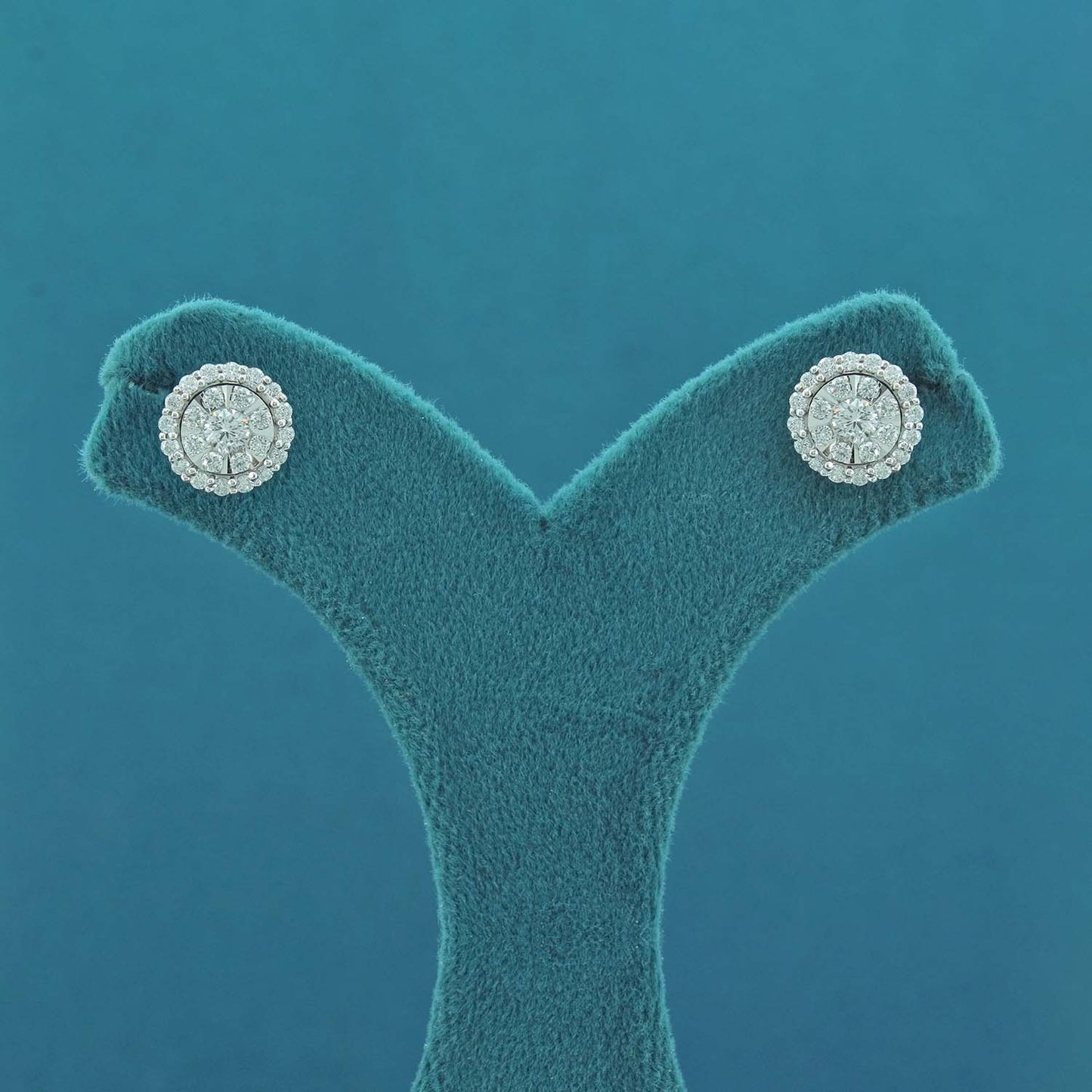 Thesia Halo Diamond Stud Earrings