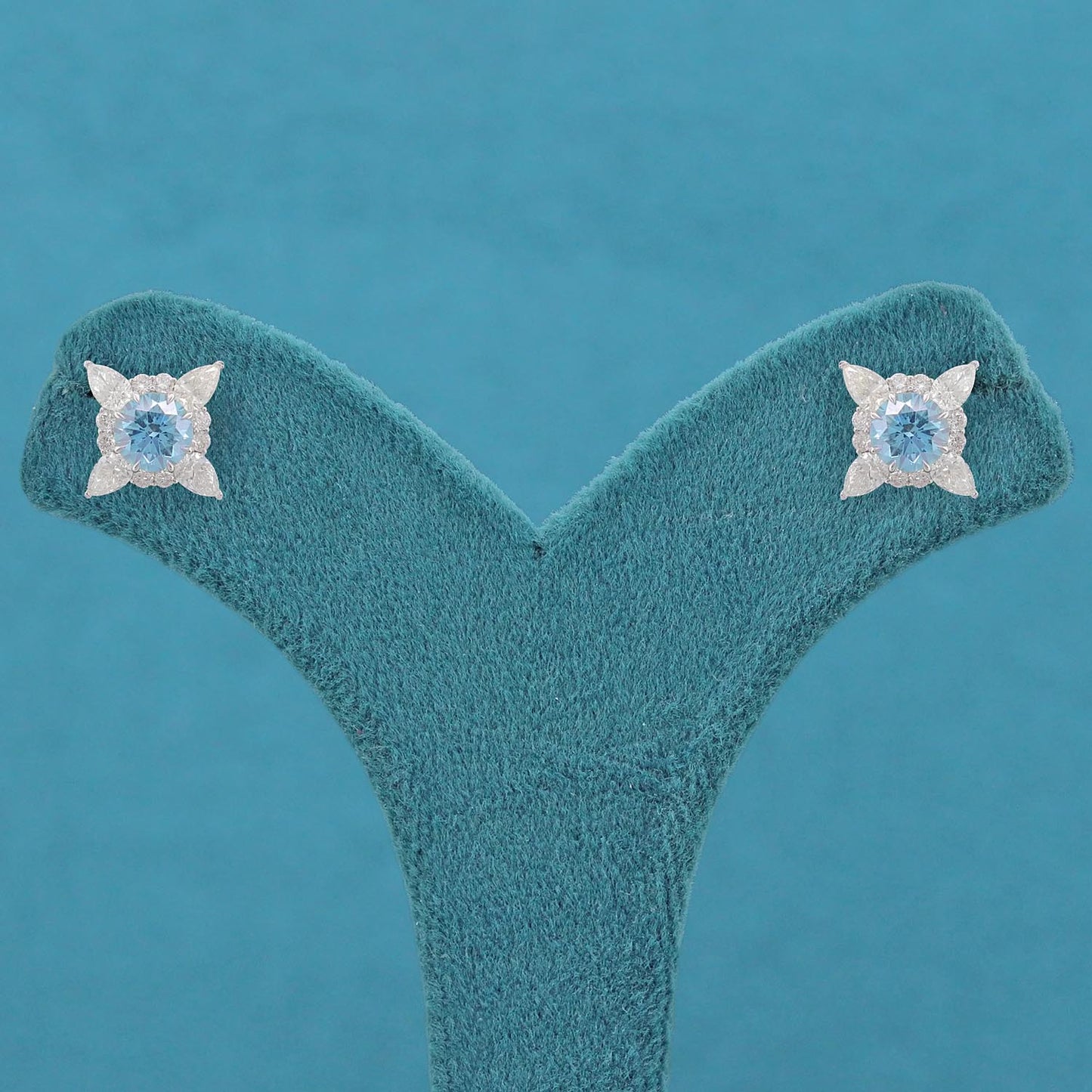 Elvina Halo Diamond Stud Earrings