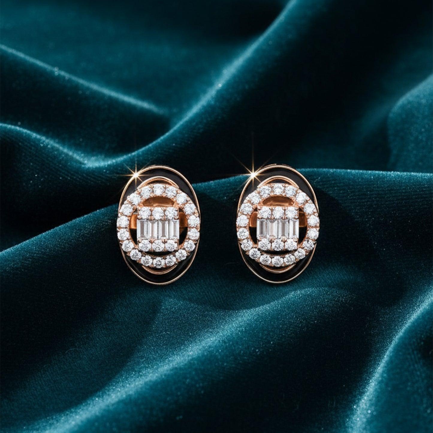 Soriel Enamel Halo Diamond Stud Earrings