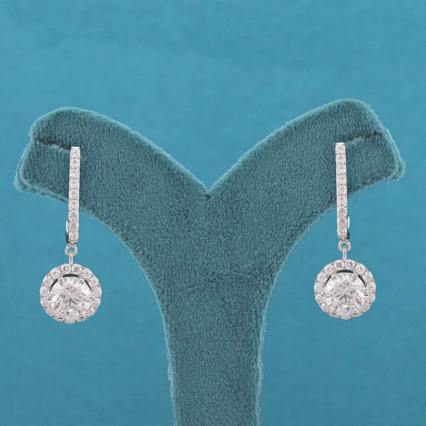 Elenor Halo Diamond Drop Earring