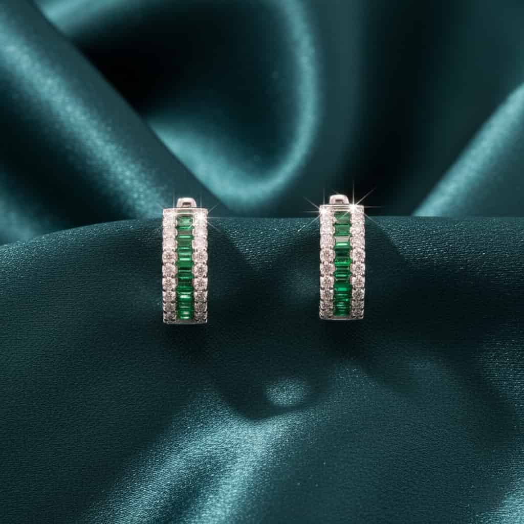 Thalara Coloured Stone Diamond Hoop Earrings