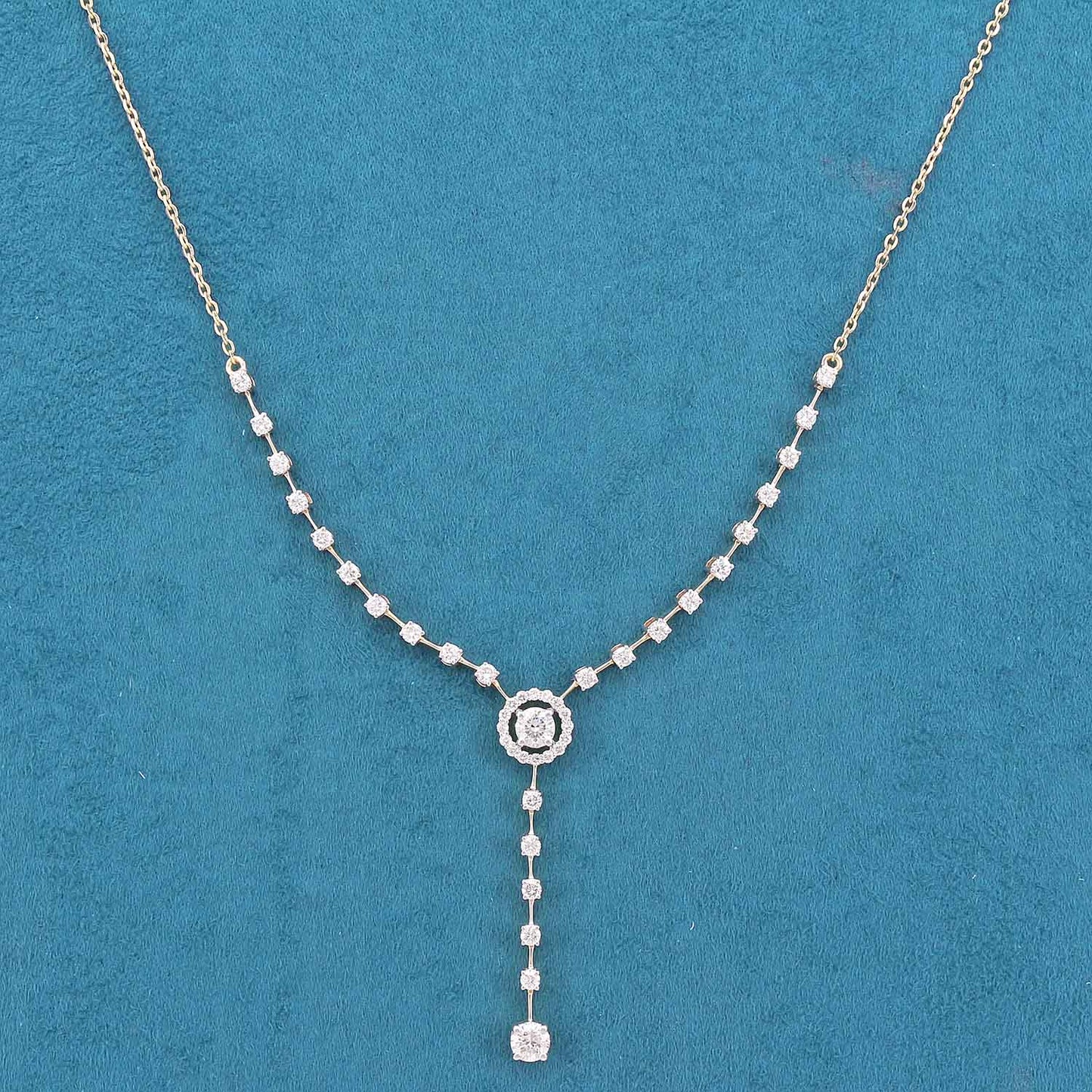 Zamira Halo Diamond Lariat Necklace
