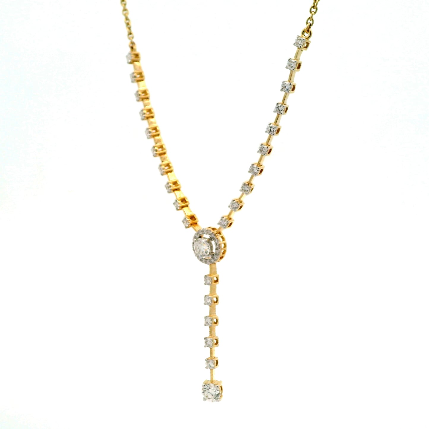 Zamira Halo Diamond Lariat Necklace