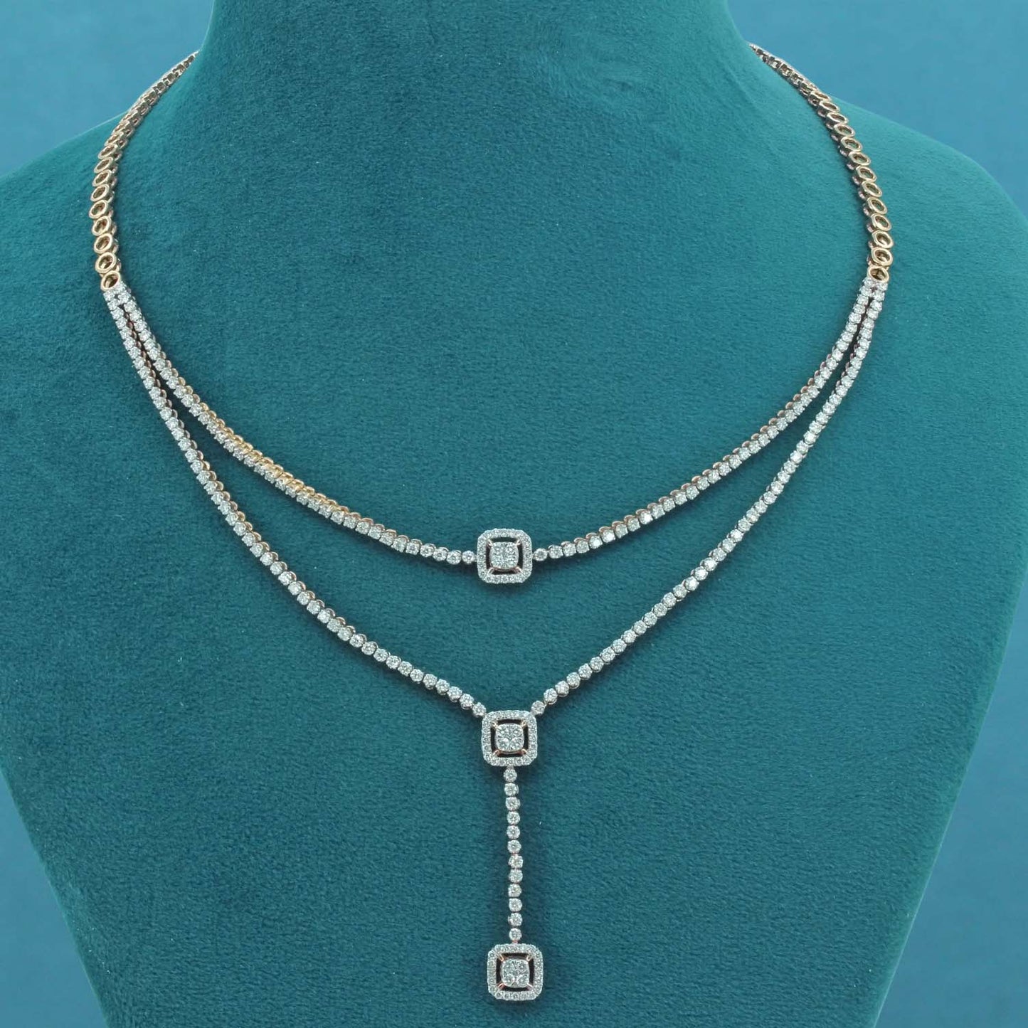 Elani Halo Diamond Lariat Necklace