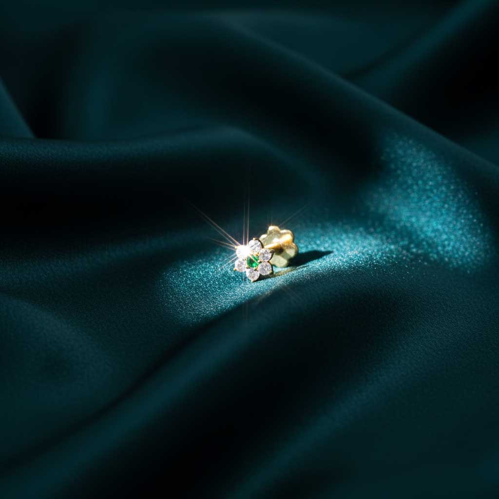 Irya Floral Diamond Nose Pin