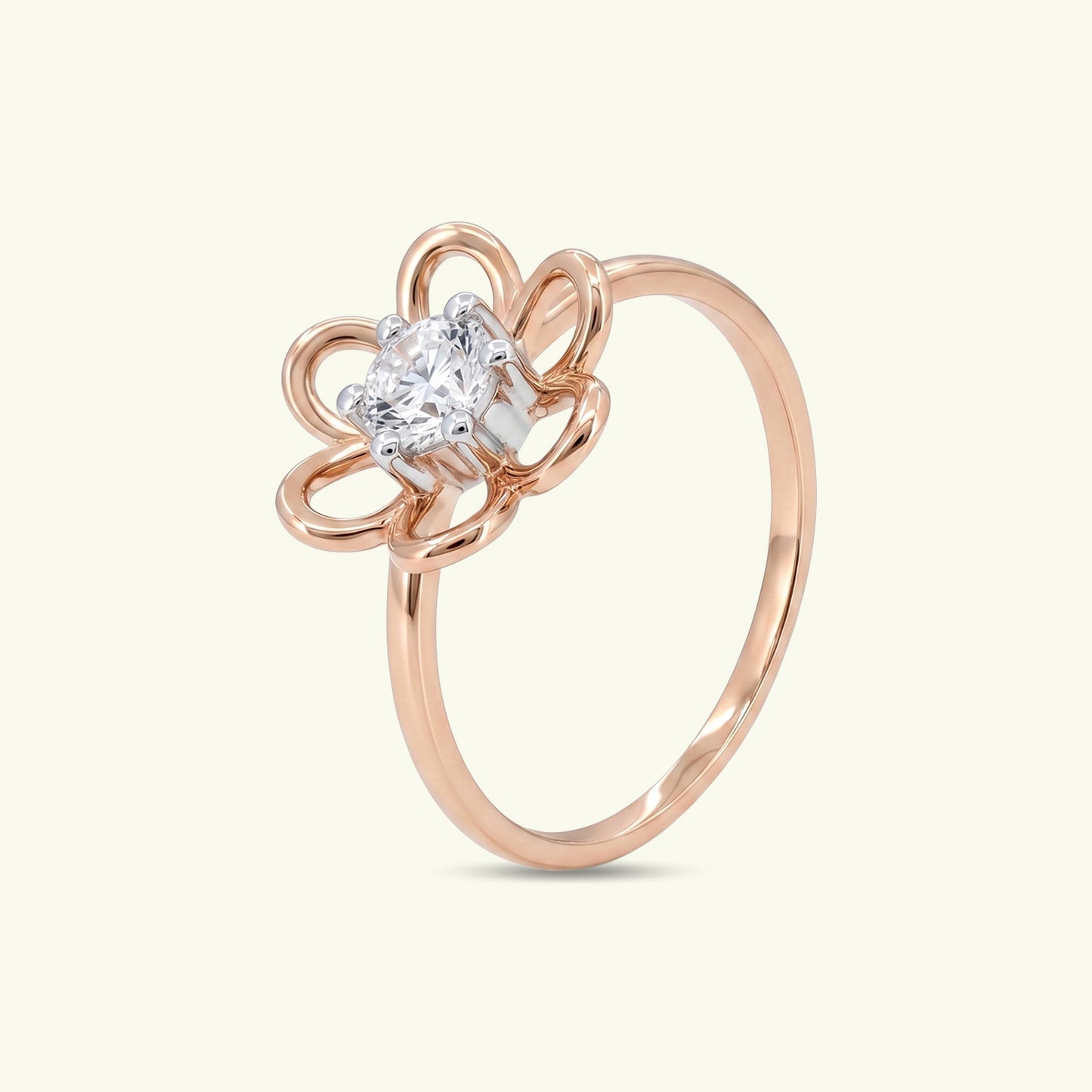 Elara Solitaire Floral Diamond Ring
