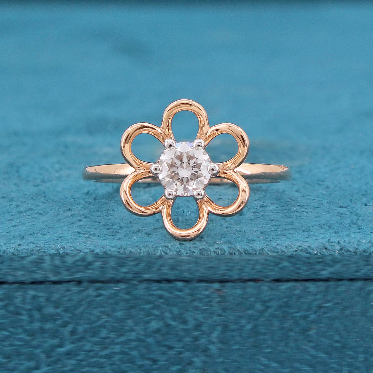 Elara Solitaire Floral Diamond Ring