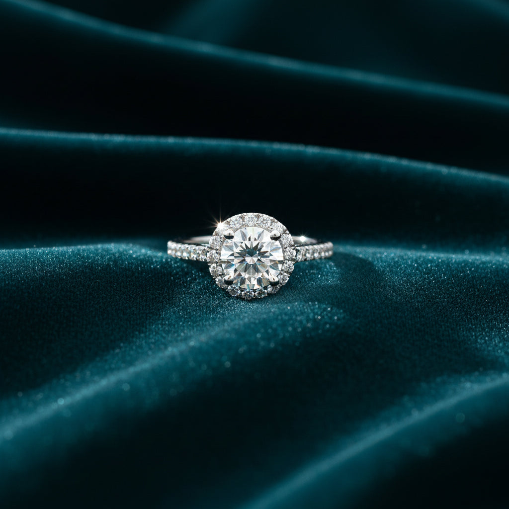 Serel Halo Solitaire Diamond Engagement Ring