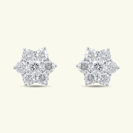 Ilyra Floral Diamond Stud Earrings