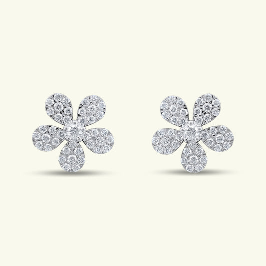Calynne Floral Diamond Stud Earrings