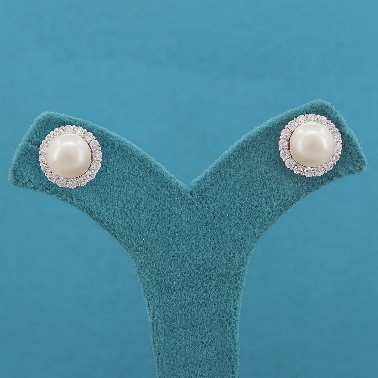 Velora Halo Diamond Stud Earrings