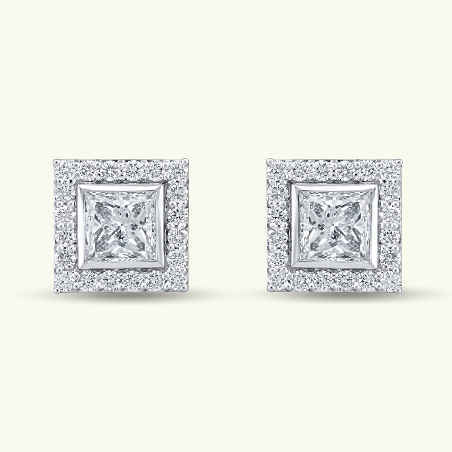Dareen Halo Diamond Stud Earrings