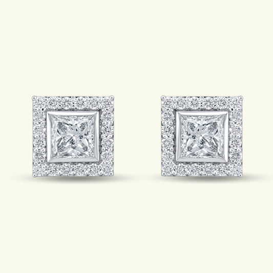 Dareen Halo Diamond Stud Earrings