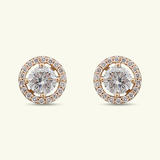 Solenne Halo Diamond Stud Earrings