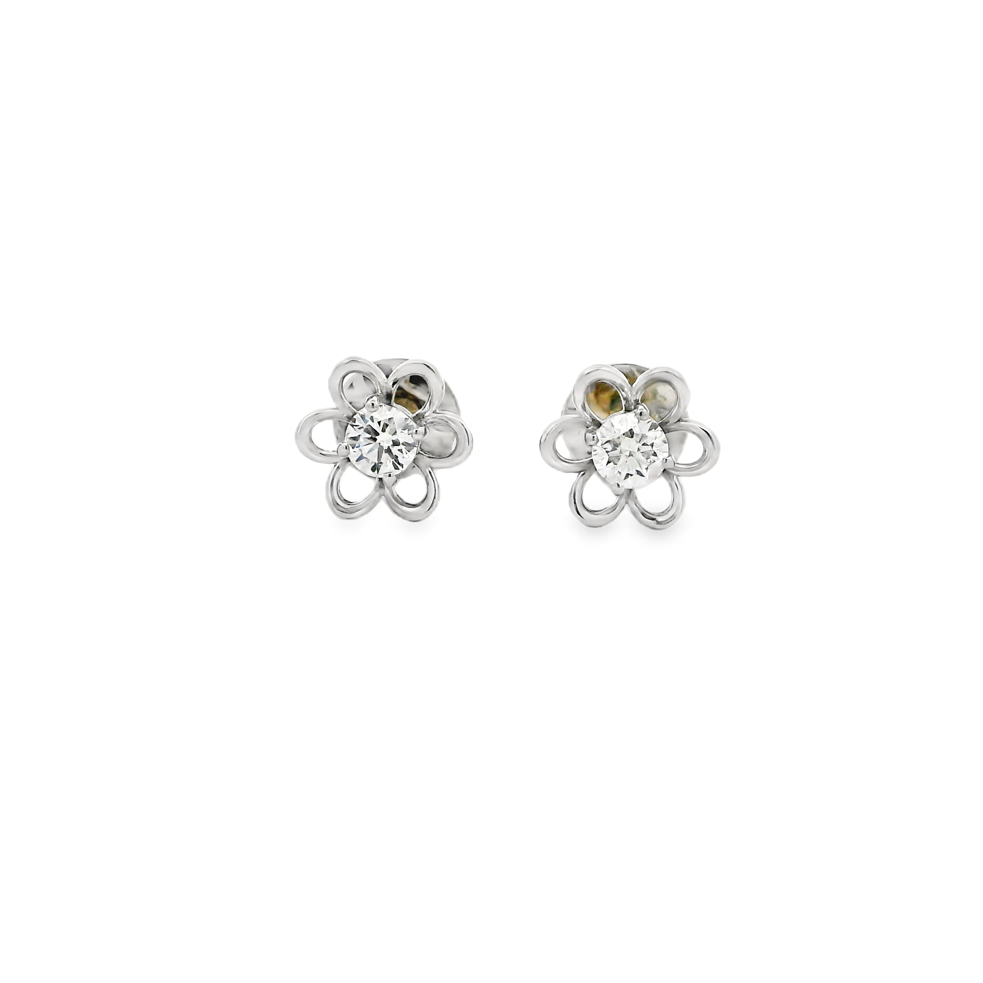 Nayeli Solitaire Floral Diamond Stud Earrings