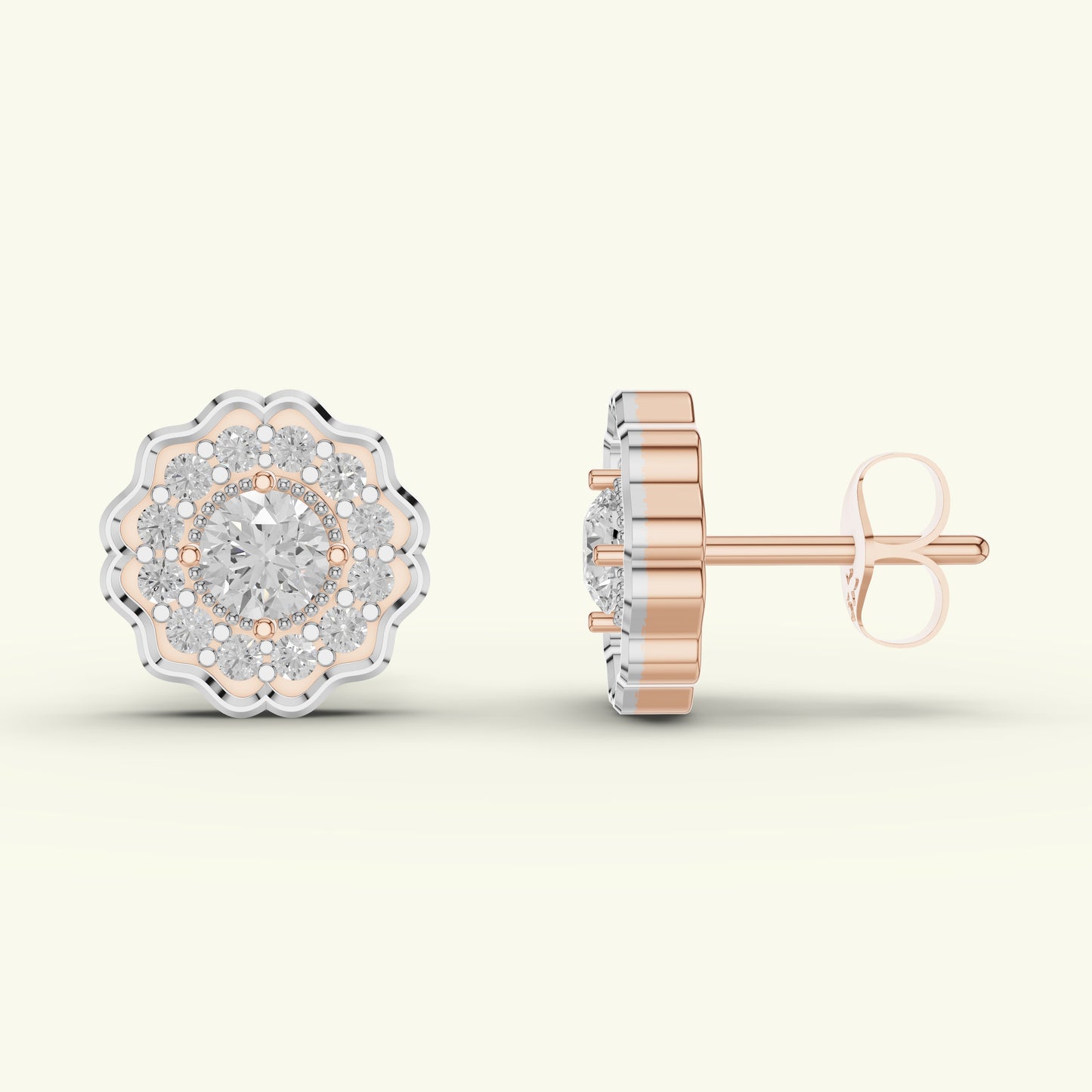 Elaris Halo Diamond Stud Earrings