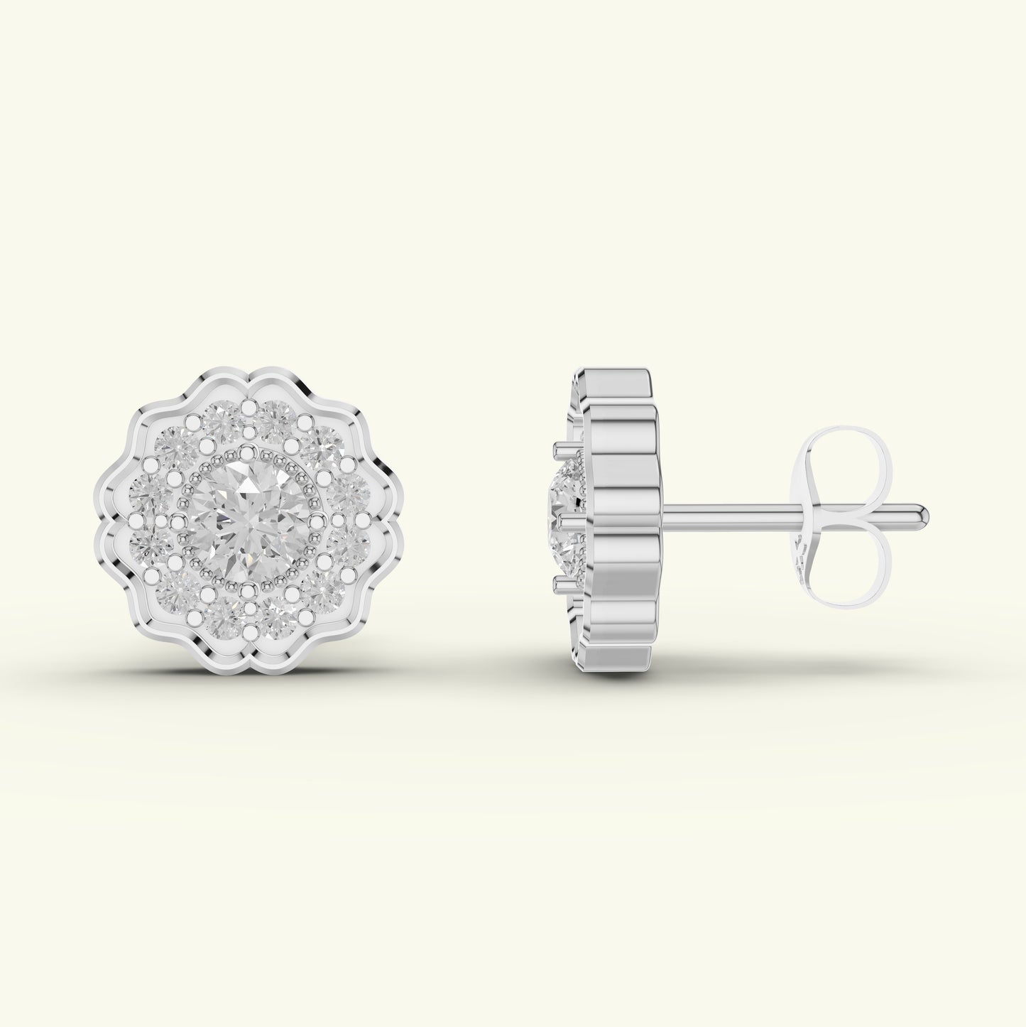 Elaris Halo Diamond Stud Earrings