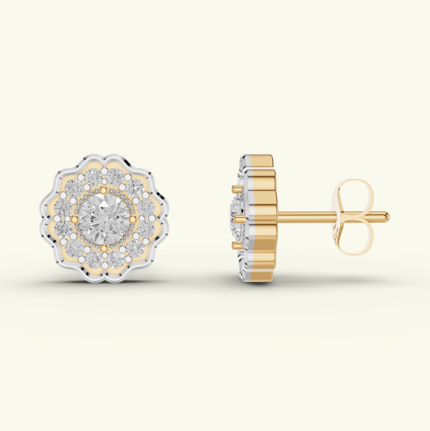 Elaris Halo Diamond Stud Earrings