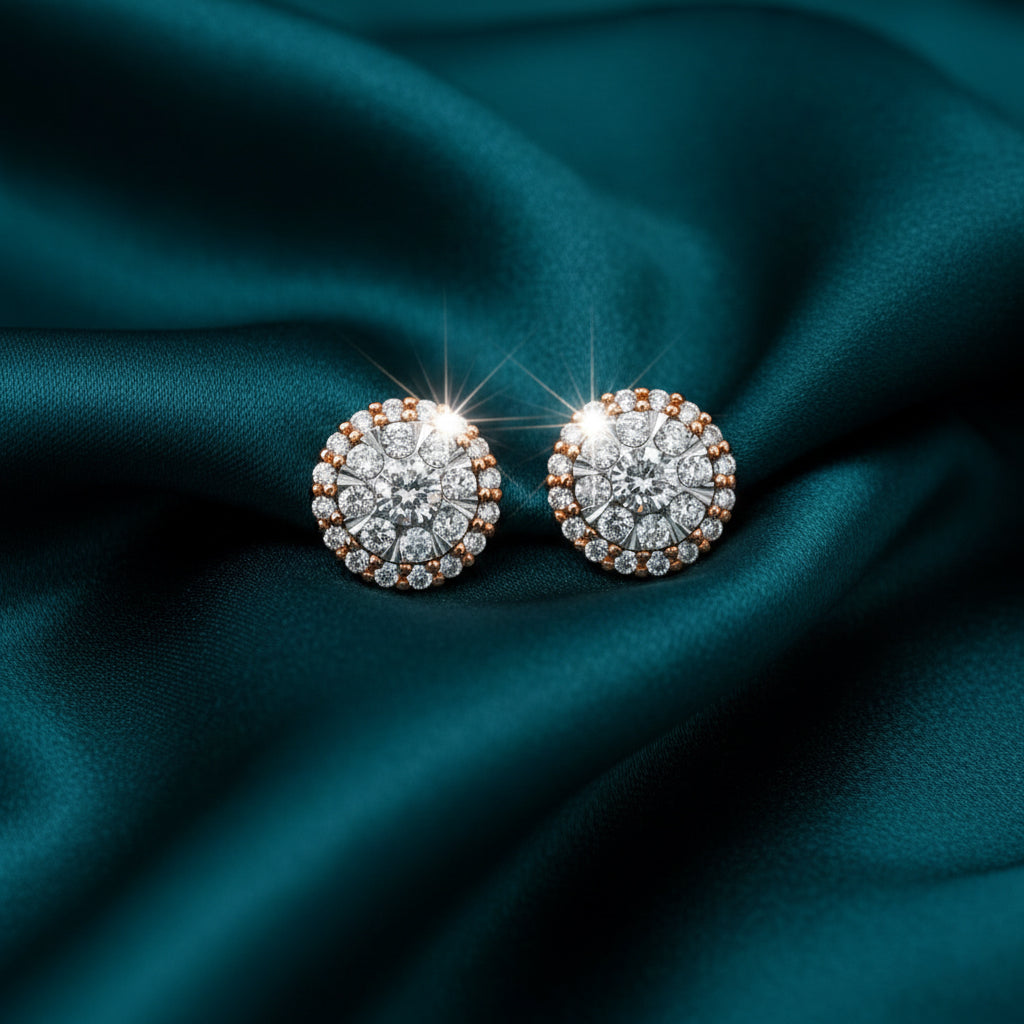 Thesia Halo Diamond Stud Earrings