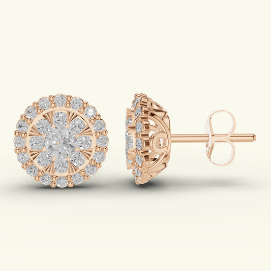 Thesia Halo Diamond Stud Earrings