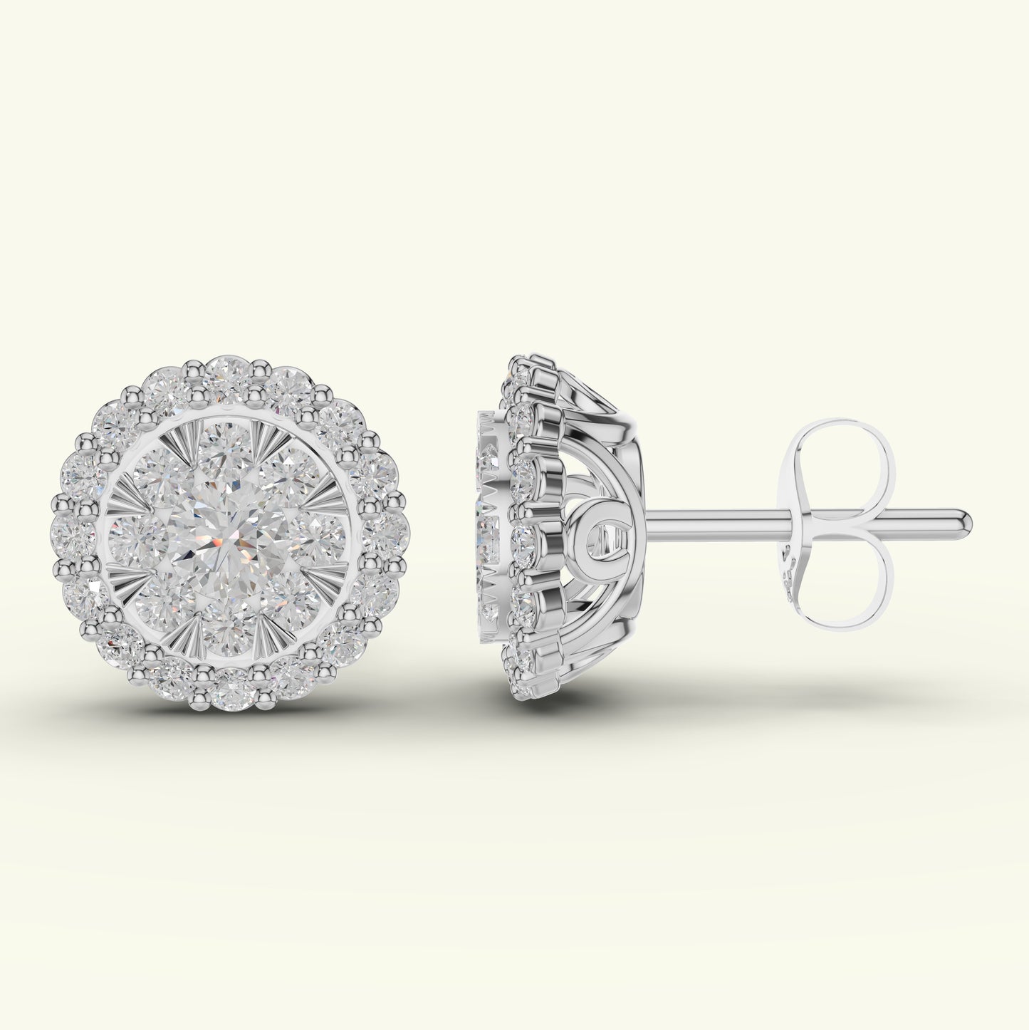 Thesia Halo Diamond Stud Earrings
