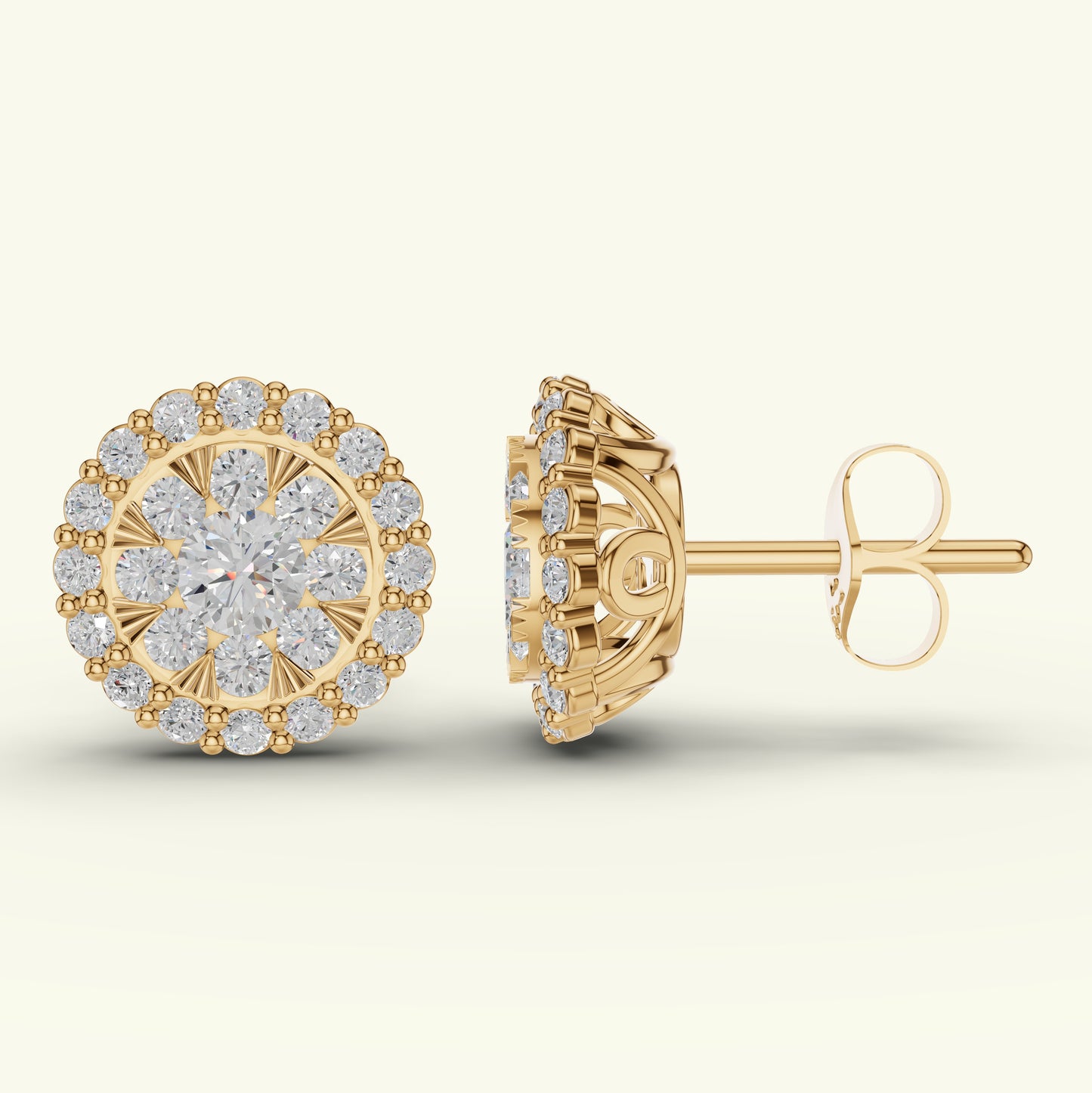 Thesia Halo Diamond Stud Earrings