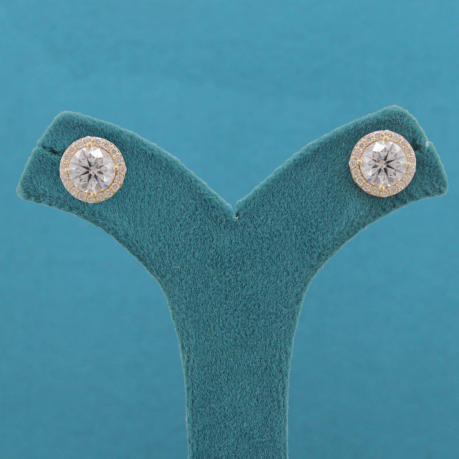 Celith Halo Diamond Stud Earrings