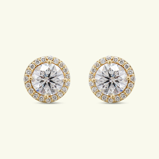 Celith Halo Diamond Stud Earrings