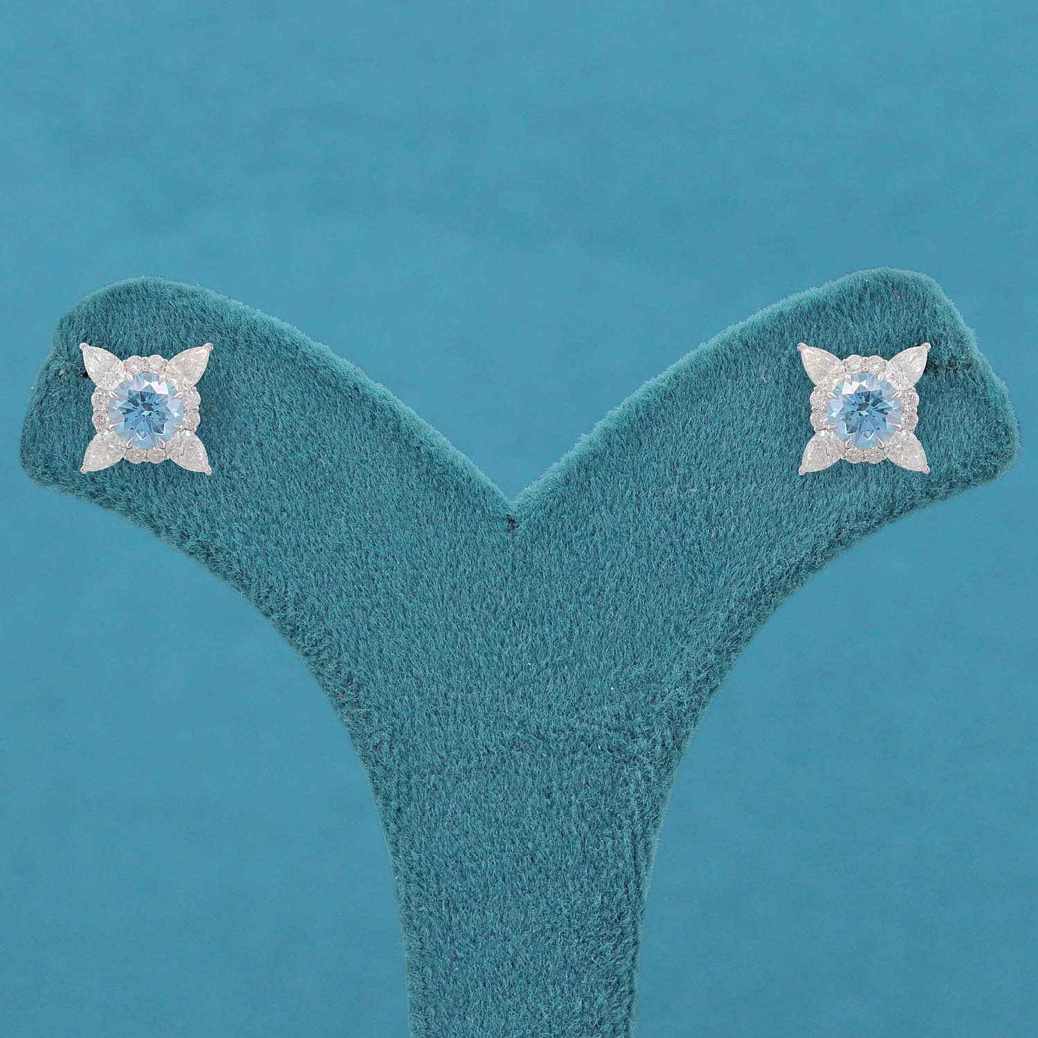 Elvina Halo Diamond Stud Earrings