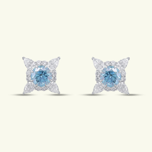 Elvina Halo Diamond Stud Earrings