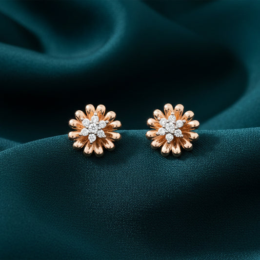 Celesse Floral Diamond Stud Earrings