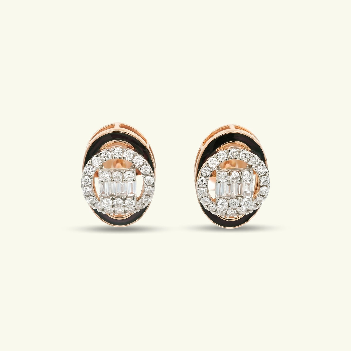 Soriel Enamel Halo Diamond Stud Earrings