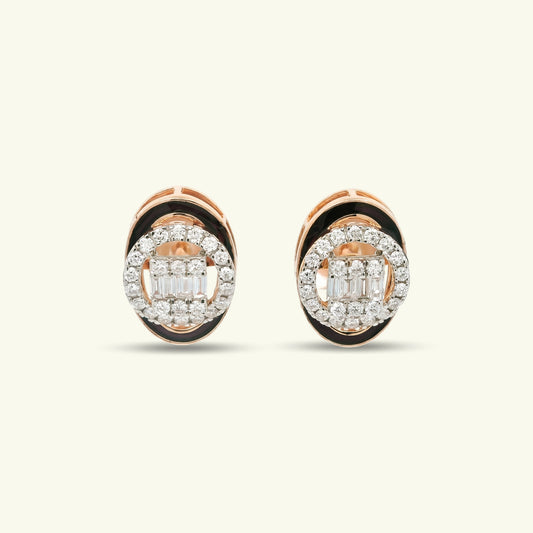 Soriel Enamel Halo Diamond Stud Earrings