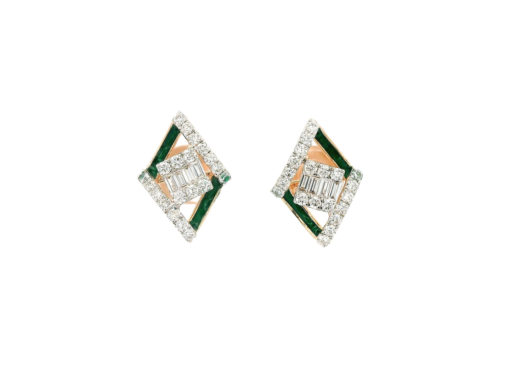 Nimaya Enamel Diamond Stud Earrings