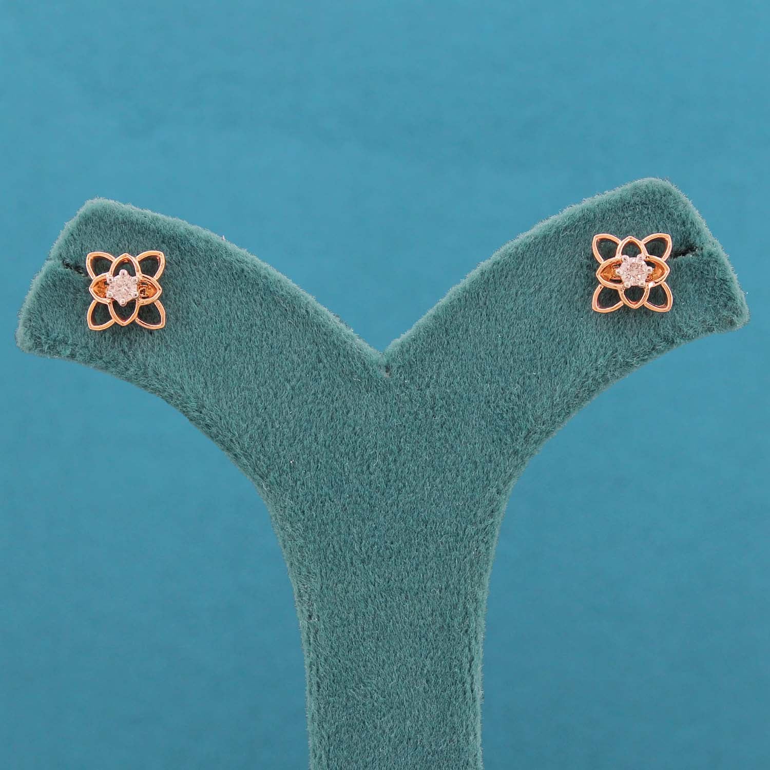 Mireya Solitaire Floral Diamond Stud Earrings