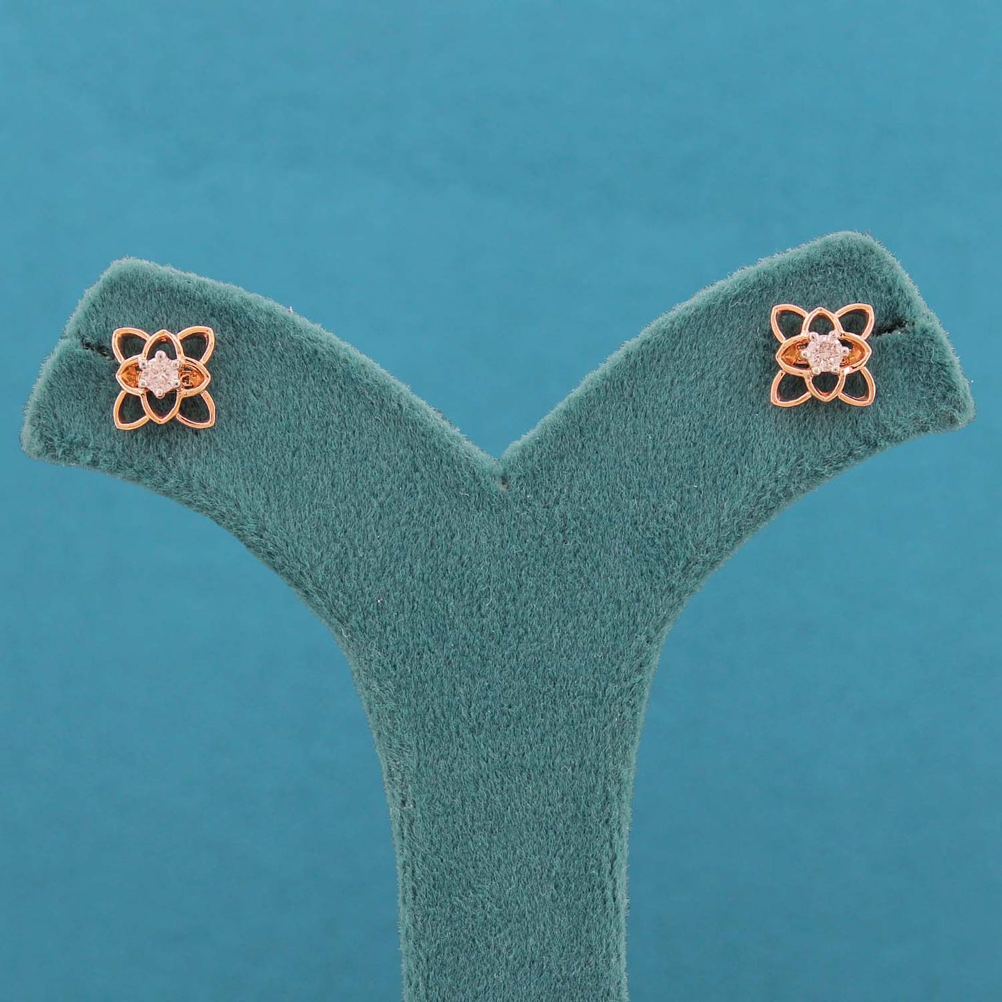 Mireya Solitaire Floral Diamond Stud Earrings