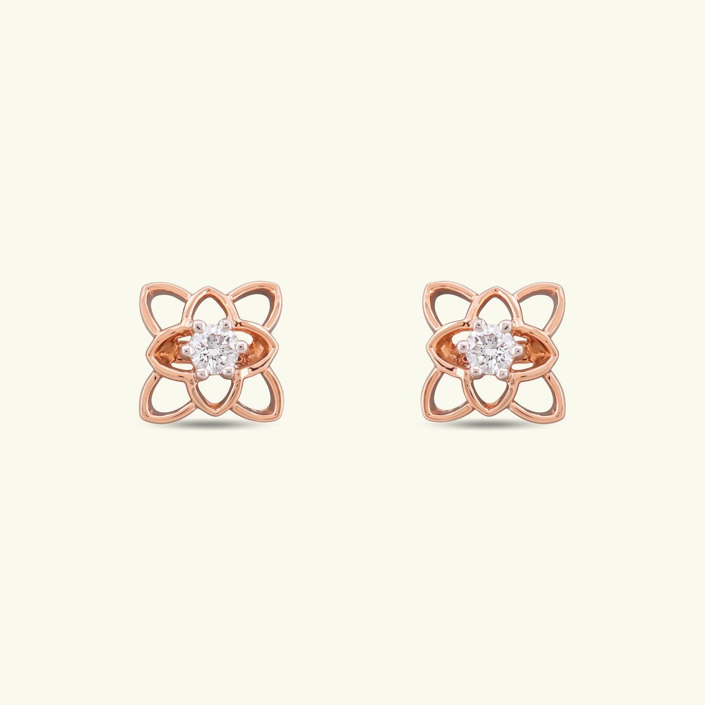 Mireya Solitaire Floral Diamond Stud Earrings