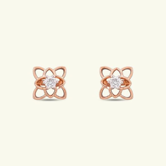 Mireya Solitaire Floral Diamond Stud Earrings