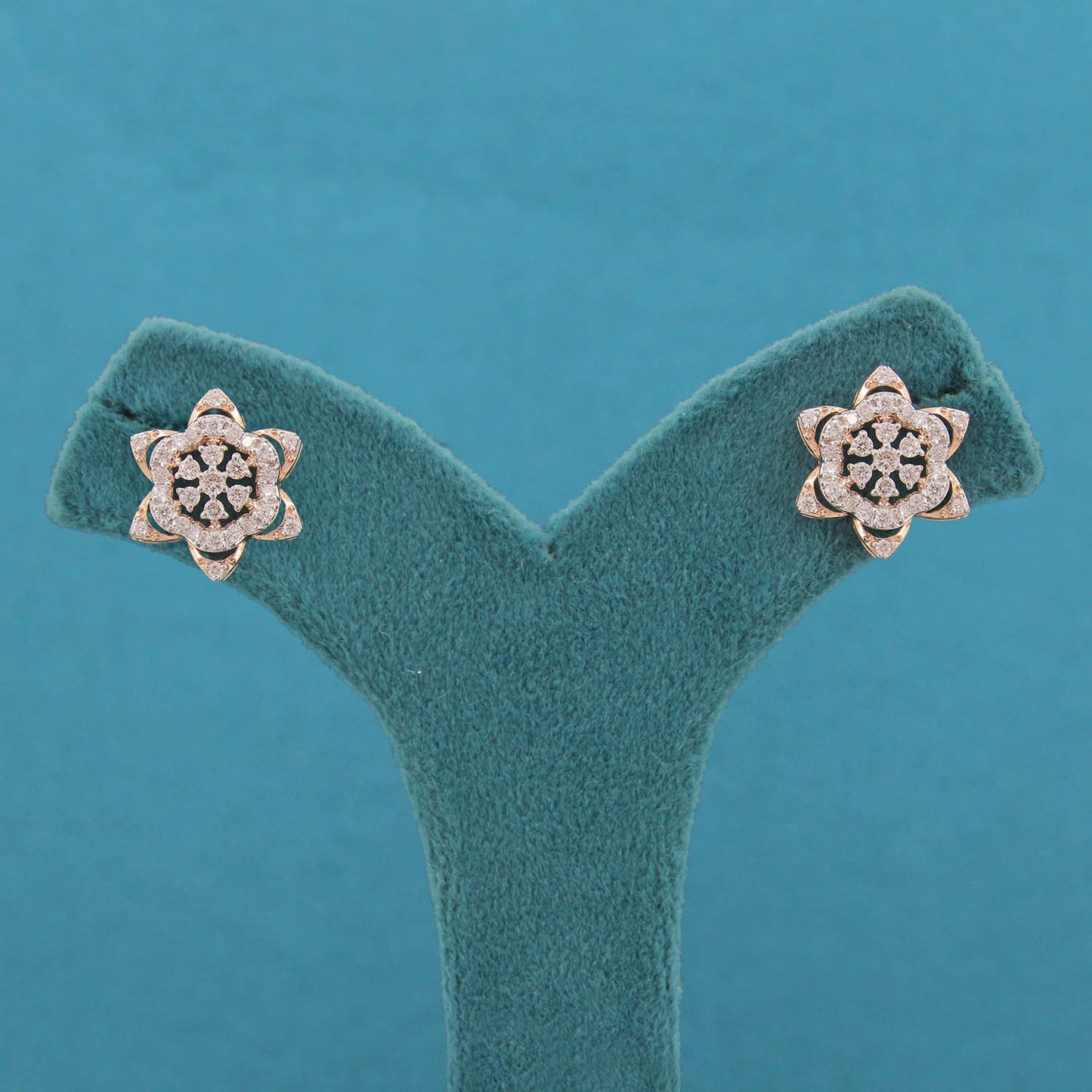 Valisse Floral Diamond Stud Earrings