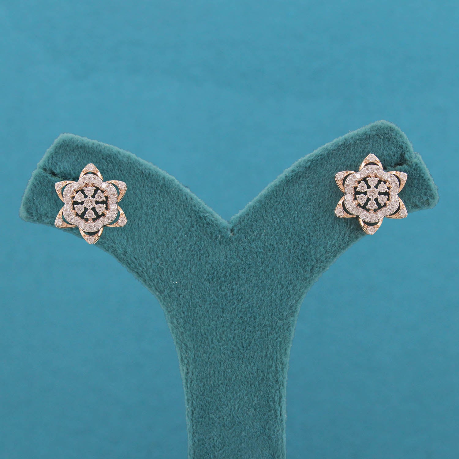 Valisse Floral Diamond Stud Earrings