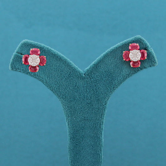 Selvaya Floral Diamond Stud Earrings