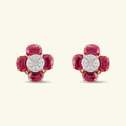 Selvaya Floral Diamond Stud Earrings