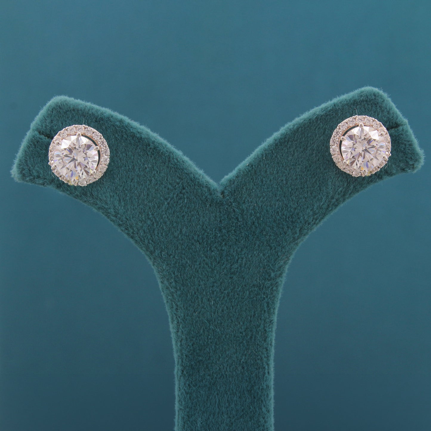 Rhevia Halo Diamond Stud Earrings