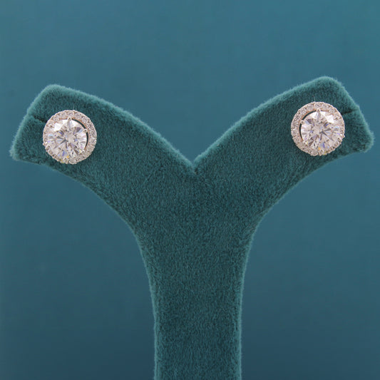 Rhevia Halo Diamond Stud Earrings