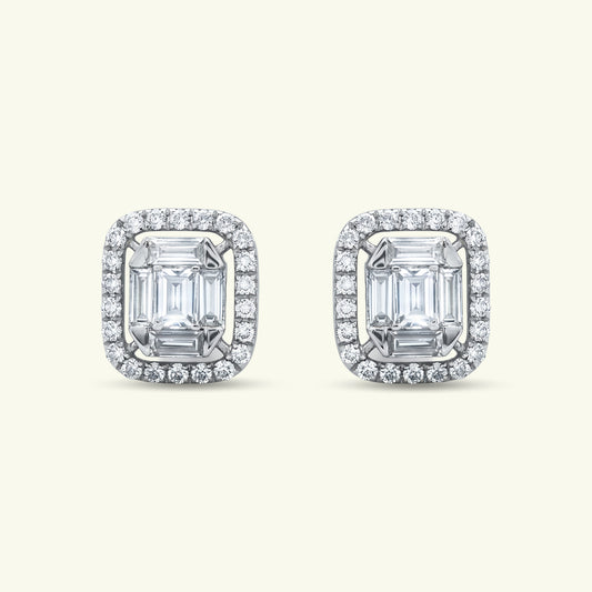 Calysa Halo Diamond Stud Earrings