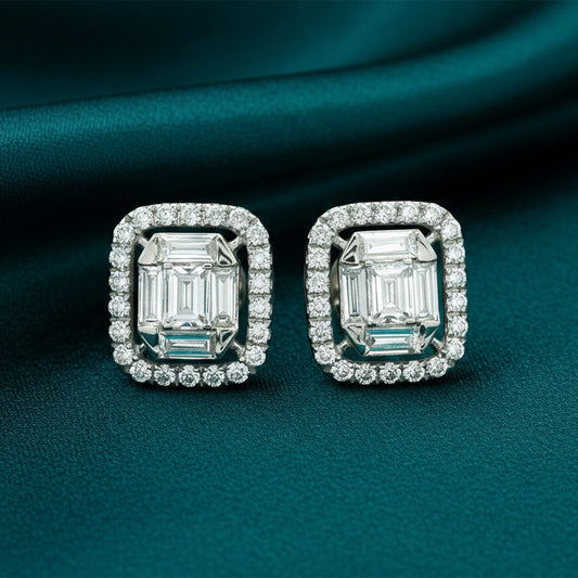 Calysa Halo Diamond Stud Earrings