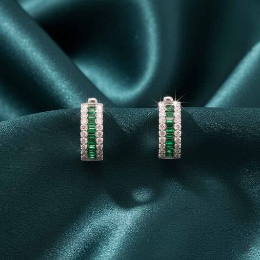 Thalara Coloured Stone Diamond Hoop Earrings