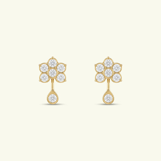 Fioren Floral Diamond Drop Earring