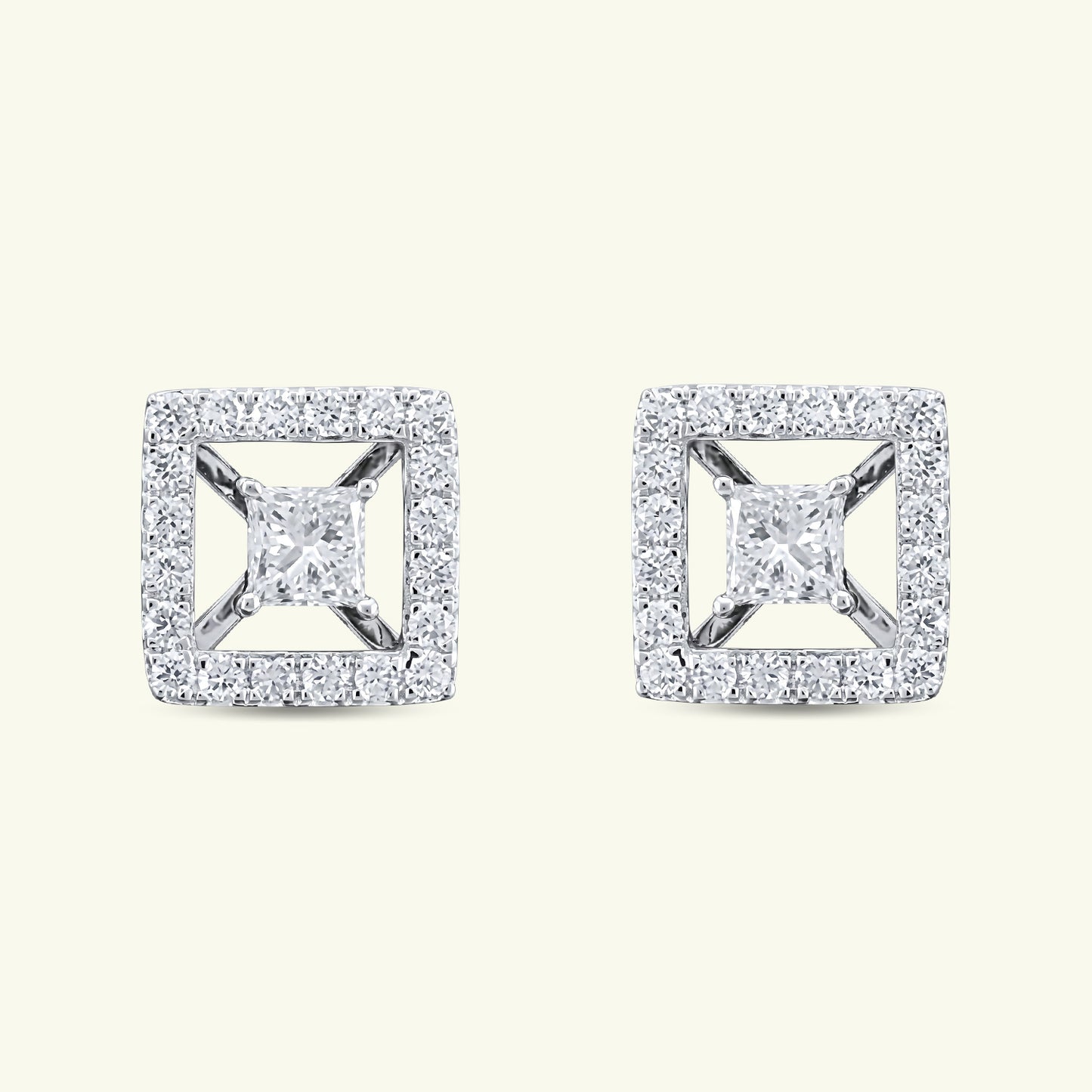 Ravelle Halo Diamond Stud Earrings